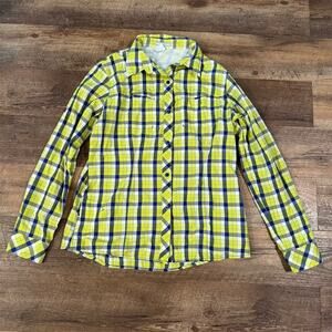 Columbia Insect Blocker Plaid Button-Up Shirt L Hi-Vis Outdoor Camping READ